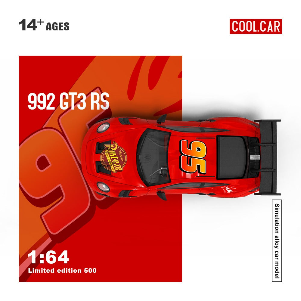 Cool Car 1:64 Porsche 992 GT3 RS Lightning McQueen Livery