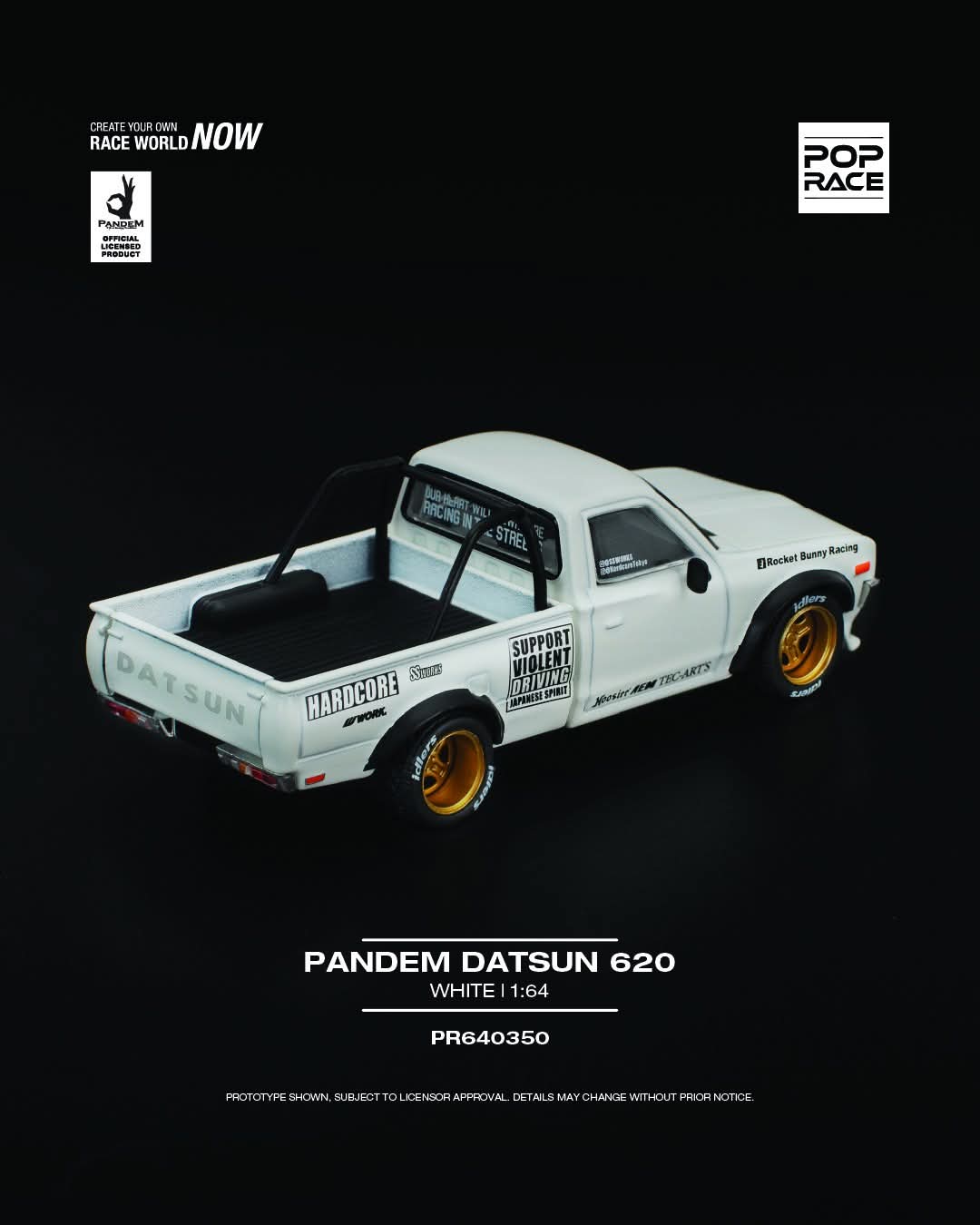 POP RACE 1/64 PANDEM DATSUN 620 WHITE PR640350