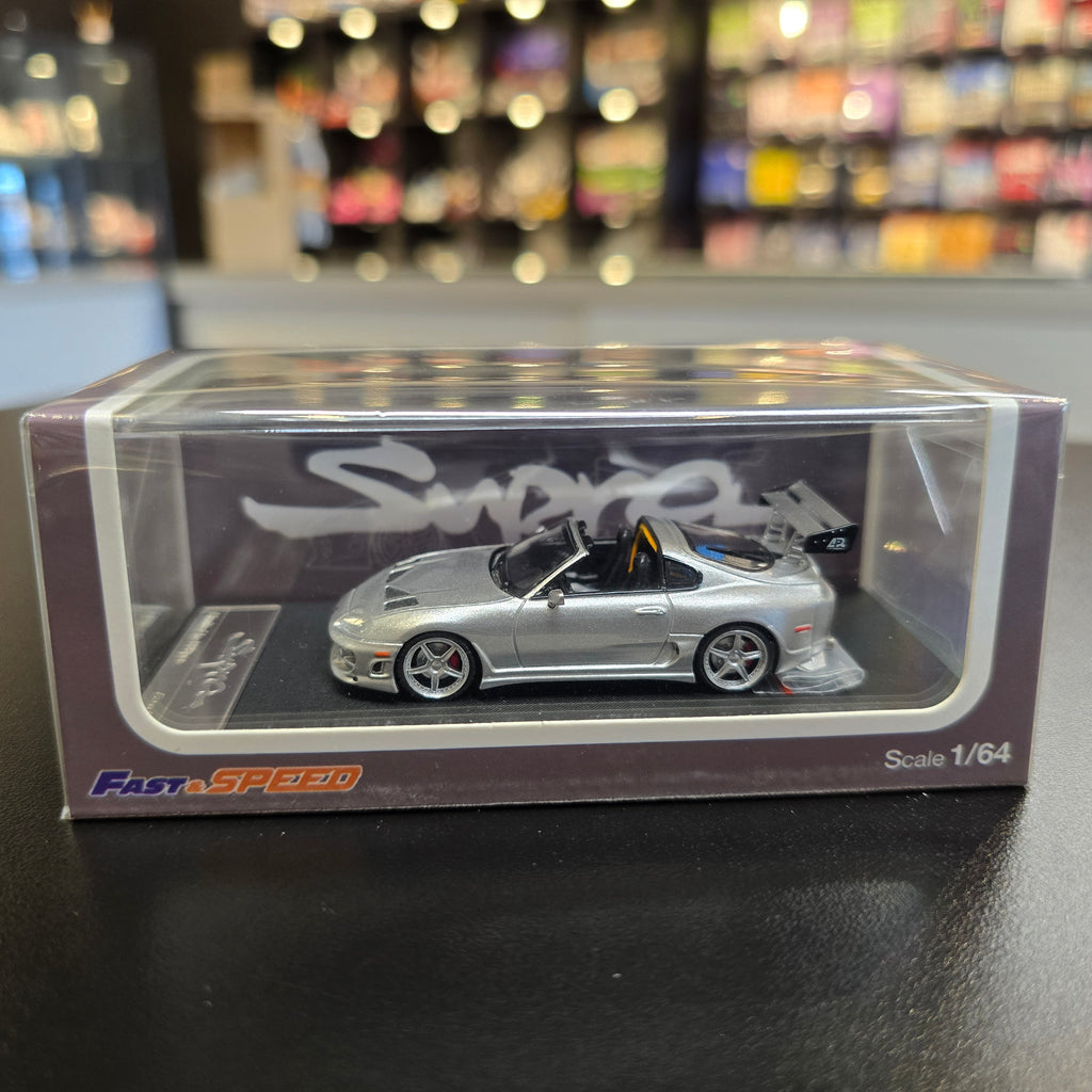 Fast Speed 1/64 Supra MK4 Targa Roadster Diecast Model Silver