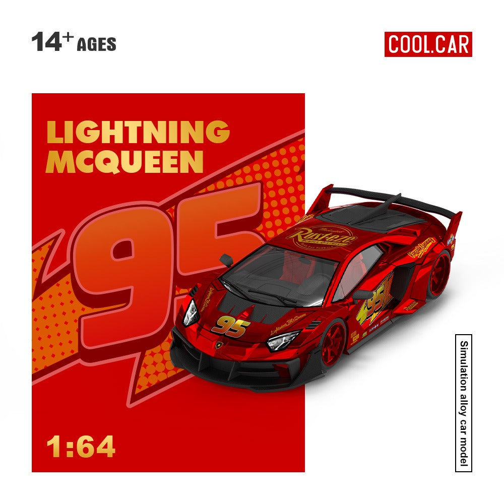 Cool Car 1:64 Lamborghini GTEVO Lightning McQueen Metal Red Painted Alloy Car Model