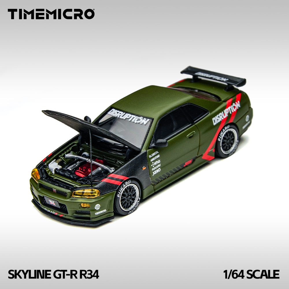 TimeMicro 1:64 Nissan Skyline GTR R34 Matte Green