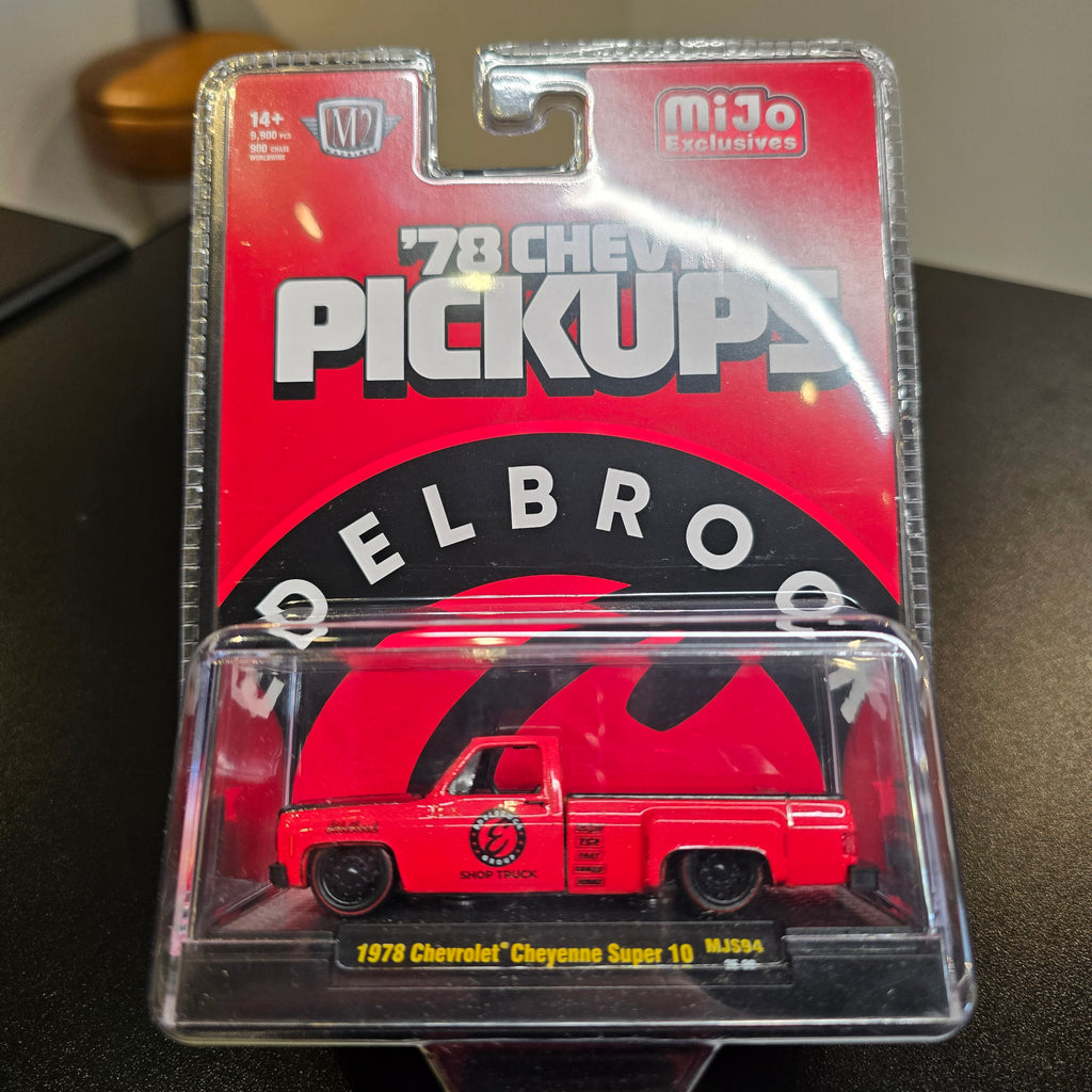 M2 Machines 1:64 1978 Chevrolet Cheyenne Super 30 Custom EDELBROCK – Red – MiJo Exclusives Limited Edition