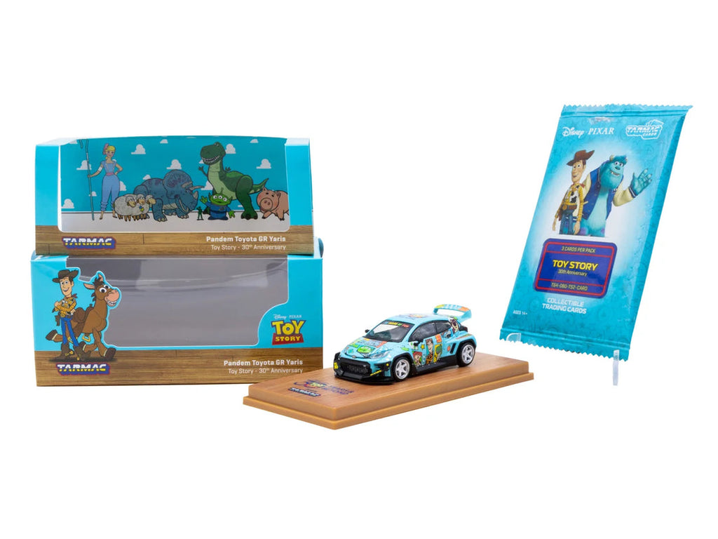 Tarmac Works HOBBY64 1/64 Pandem Toyota GR Yaris Toy Story - 30th Anniversary Model Car + Trading Cards Combo Set T64-080-TS2