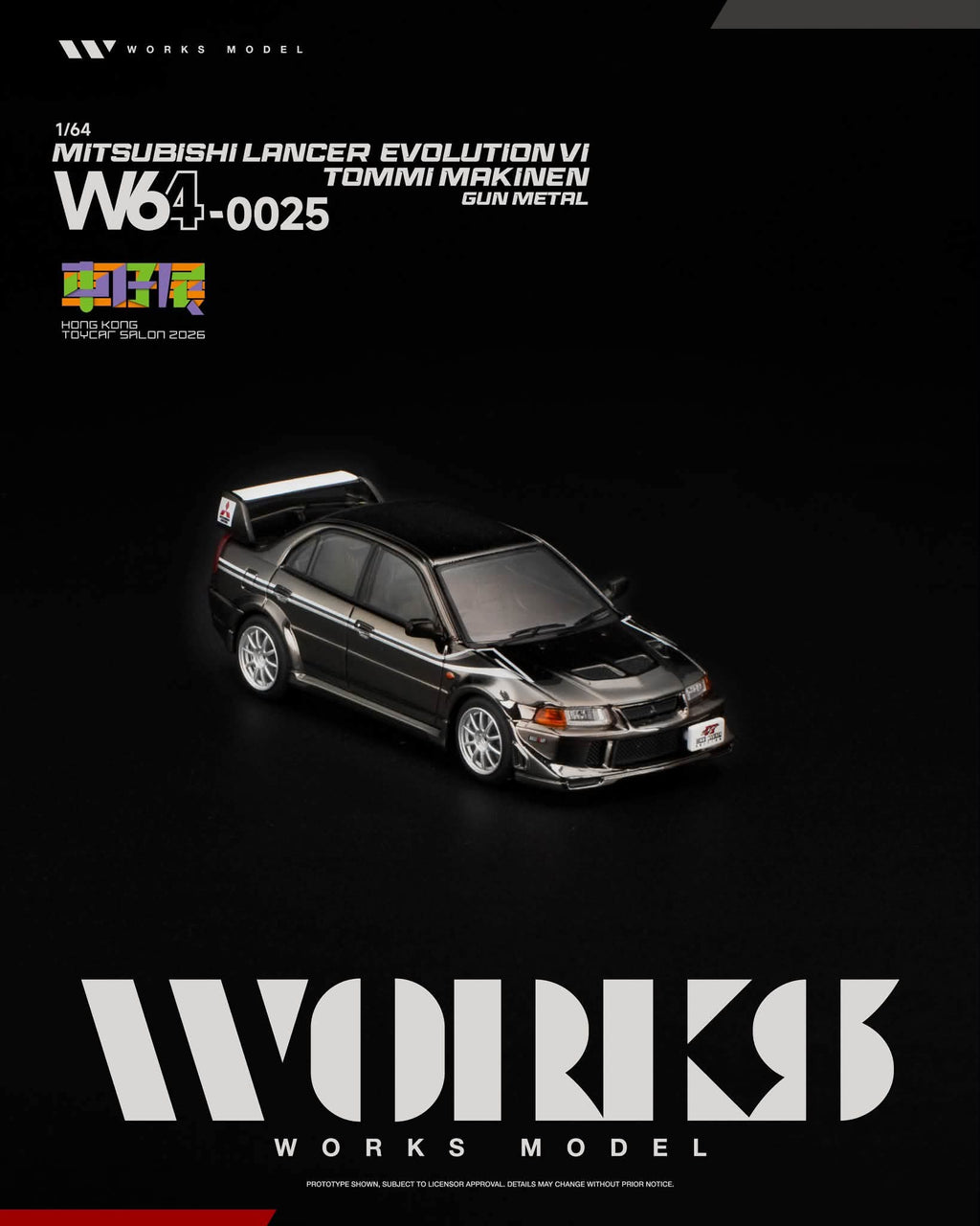 WORKS 1/64 MITSUBISHI LANCER EVO VI TOMMI MAKINEN GUN METAL TOYCAR SALON 2026 EVENT W640025