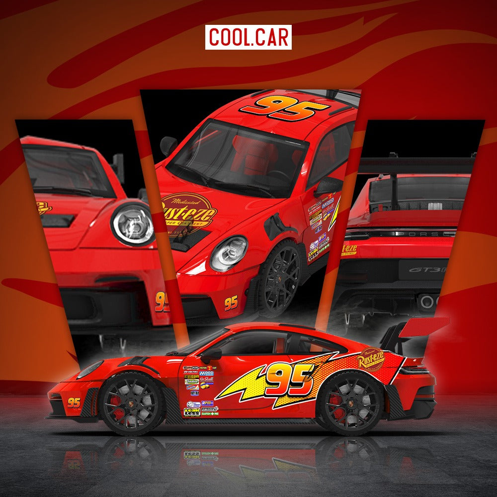 Cool Car 1:64 Porsche 992 GT3 RS Lightning McQueen Livery