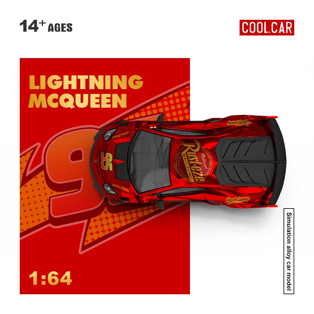 Cool Car 1:64 Lamborghini GTEVO Lightning McQueen Metal Red Painted Alloy Car Model