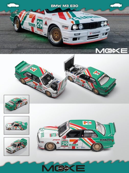 MOKE 1/64 BMW E30 M3 DTM Diecast 7-Eleven Livery (Larry Chen)