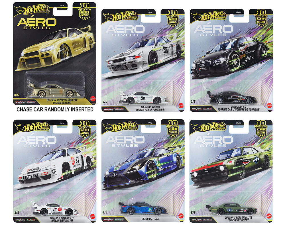 Hot Wheels 1:64 Car Culture 10th Anniversary 2026 U Case – Areo Style Assortment (Sealed Case of 10 cars)