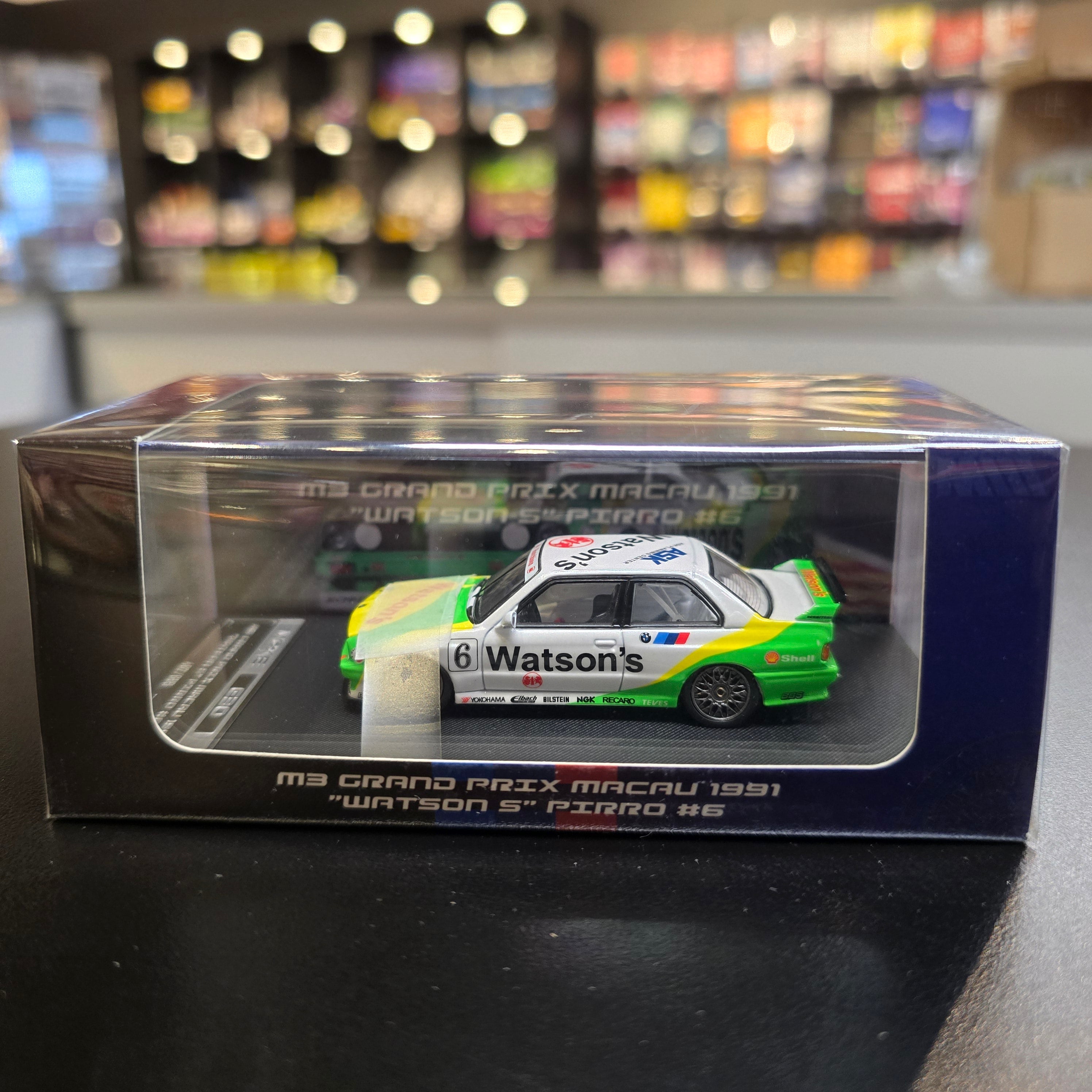 MOKE 1/64 BMW E30 M3 DTM Diecast Platz Macau 1991 Watsons Pirro #6