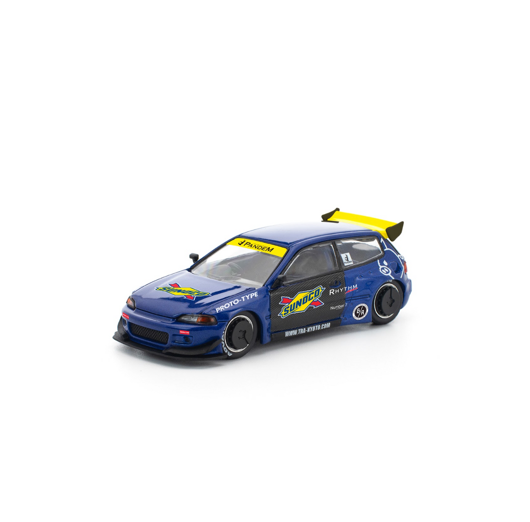 POP RACE 1/64 PANDEM CIVIC EG6 BLUE/BLACK PR640365