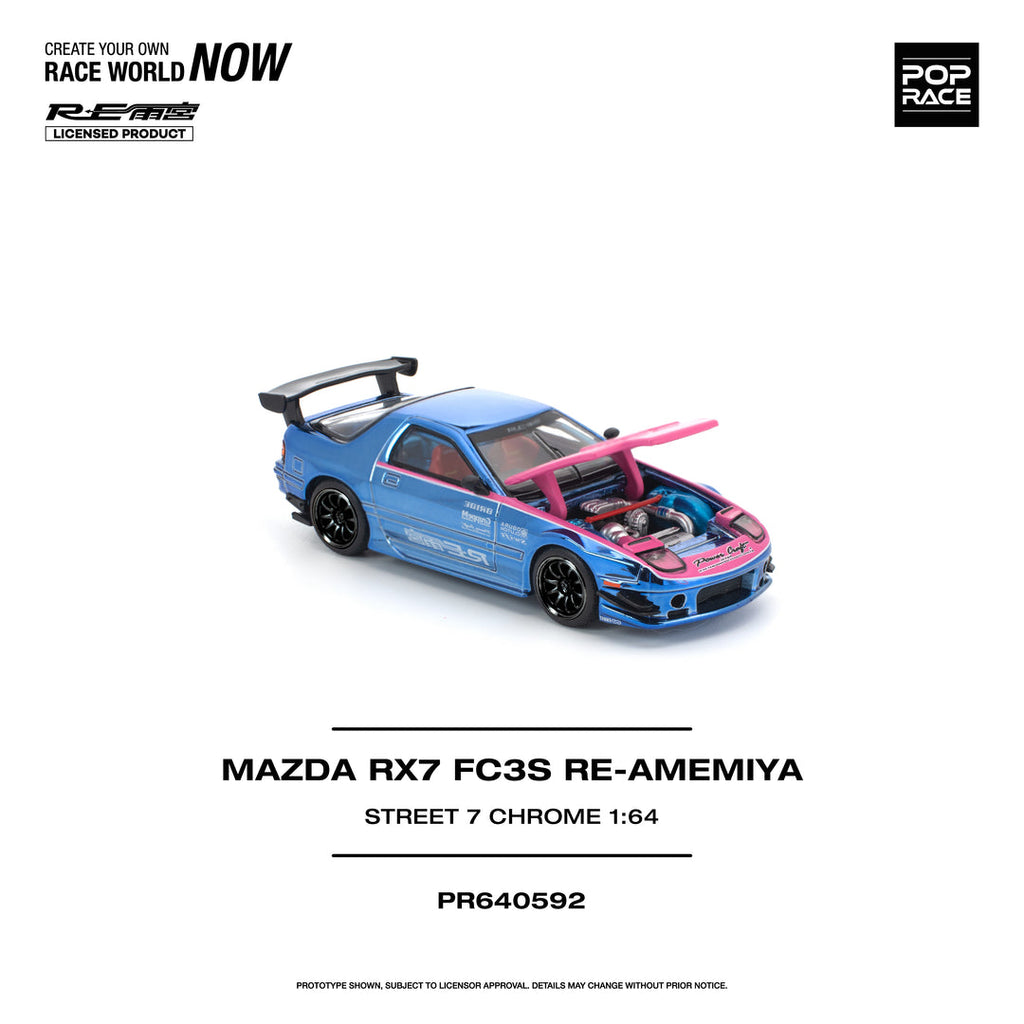 POP RACE 1/64 MAZDA RX7 (FC3S) RE-AMEMIYA STREET 7 CHROME PR640592