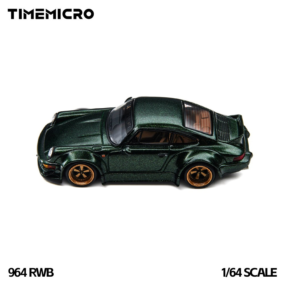 TimeMicro 1:64 RWB 964 Green Diecast Model Low Wing