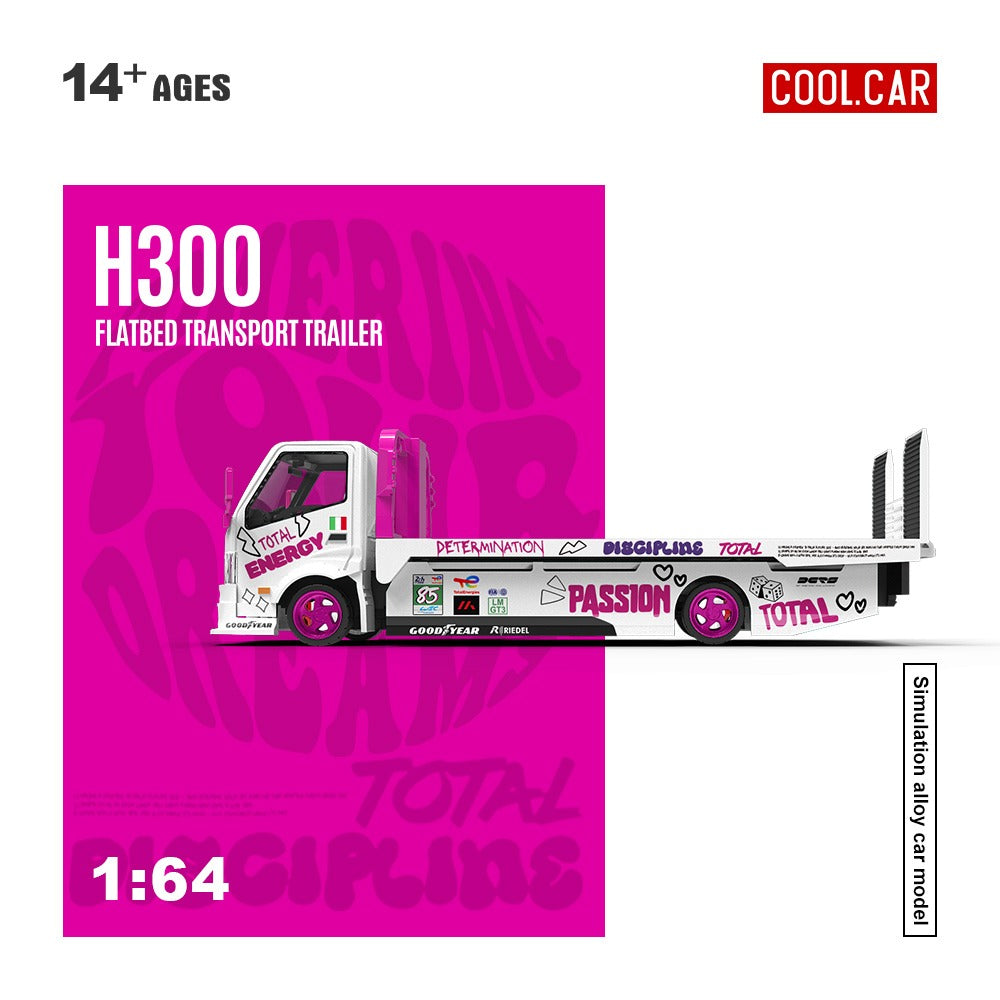 Coolcar 1:64 H300 Car Transport Hauler Pink and White Iron Dames