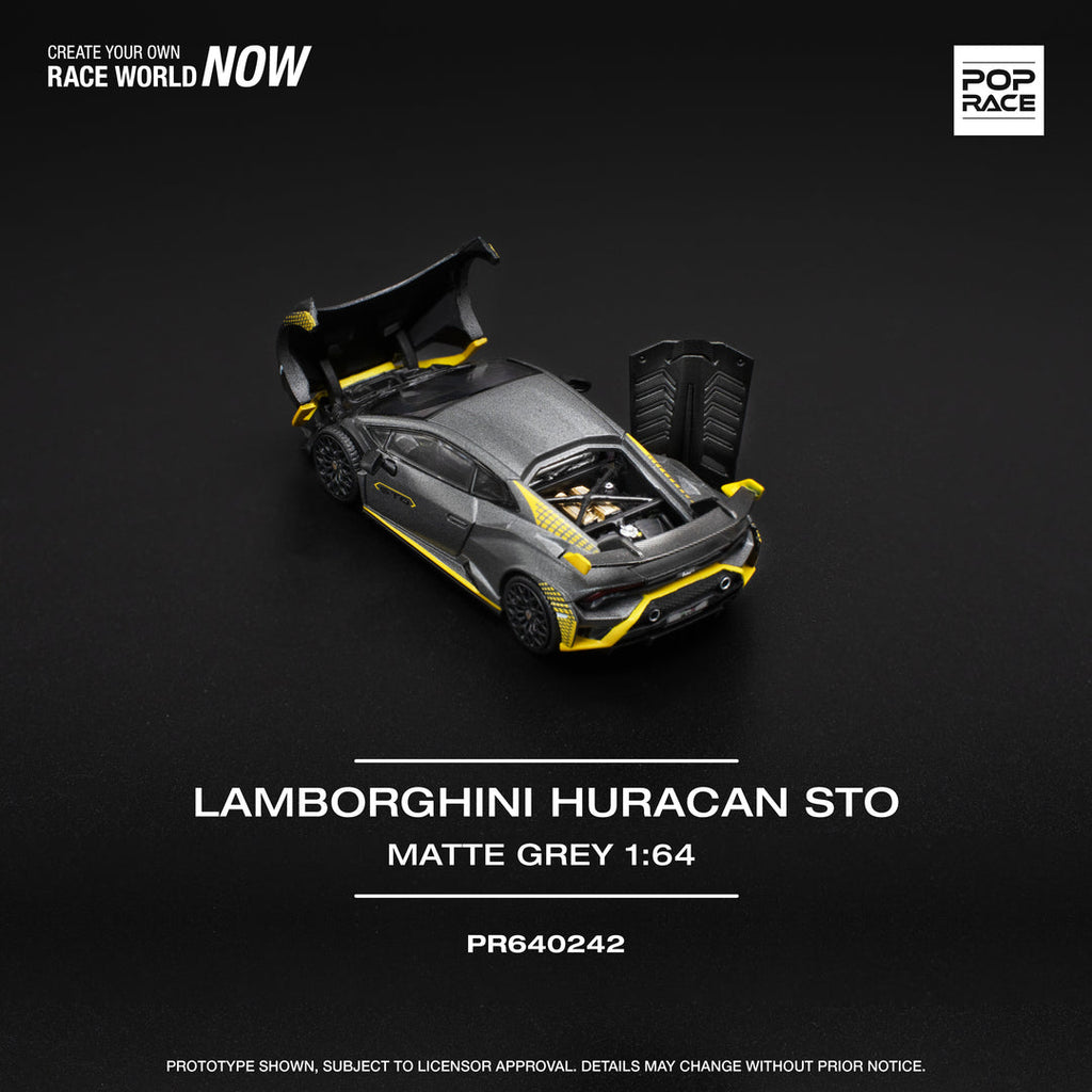 POP RACE 1/64 LAMBORGHINI HURACAN STO MATTE GREY PR640242