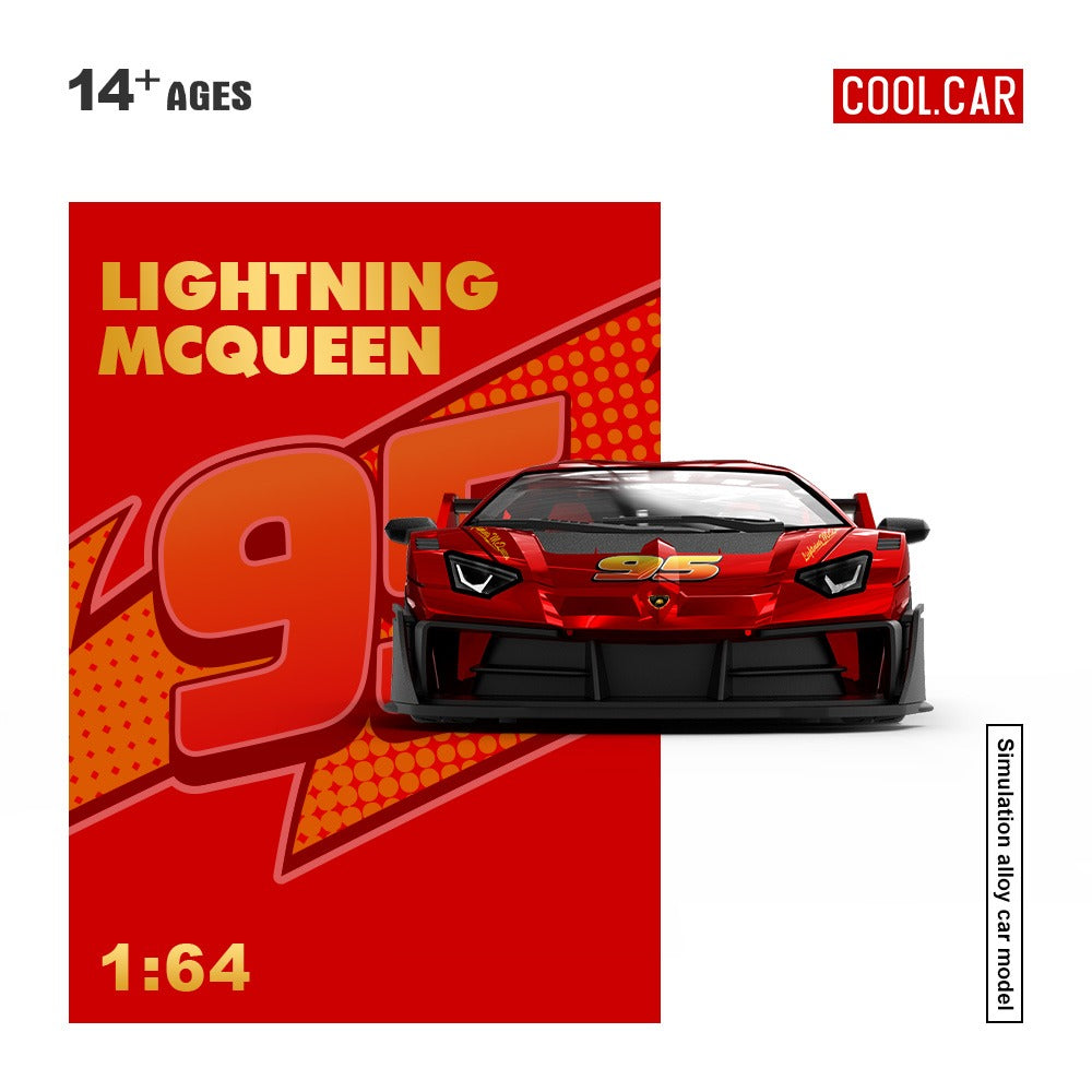 Cool Car 1:64 Lamborghini GTEVO Lightning McQueen Metal Red Painted Alloy Car Model