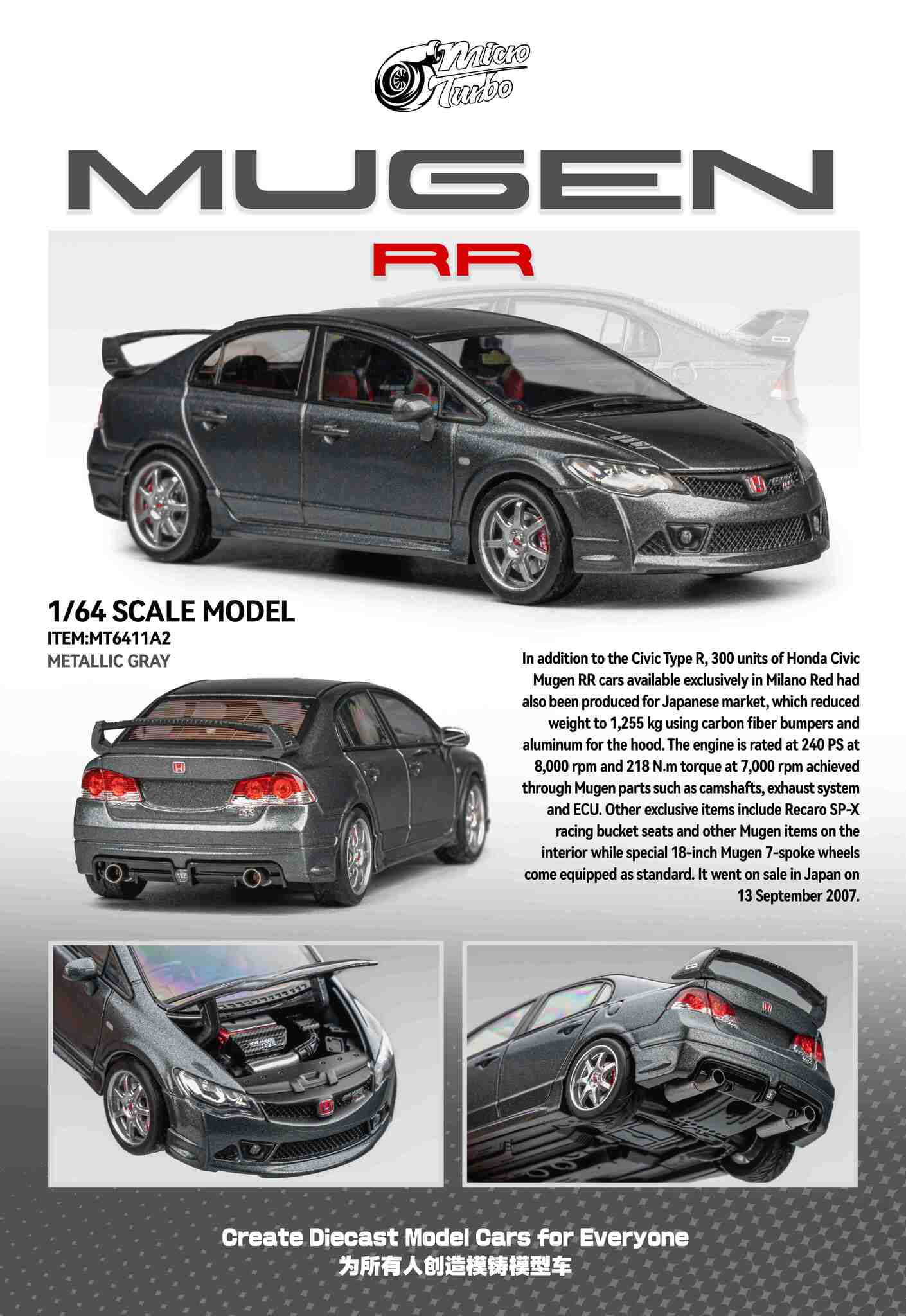 MicroTurbo - 1/64 Custom FD2 MUGEN RR - Metallic Grey