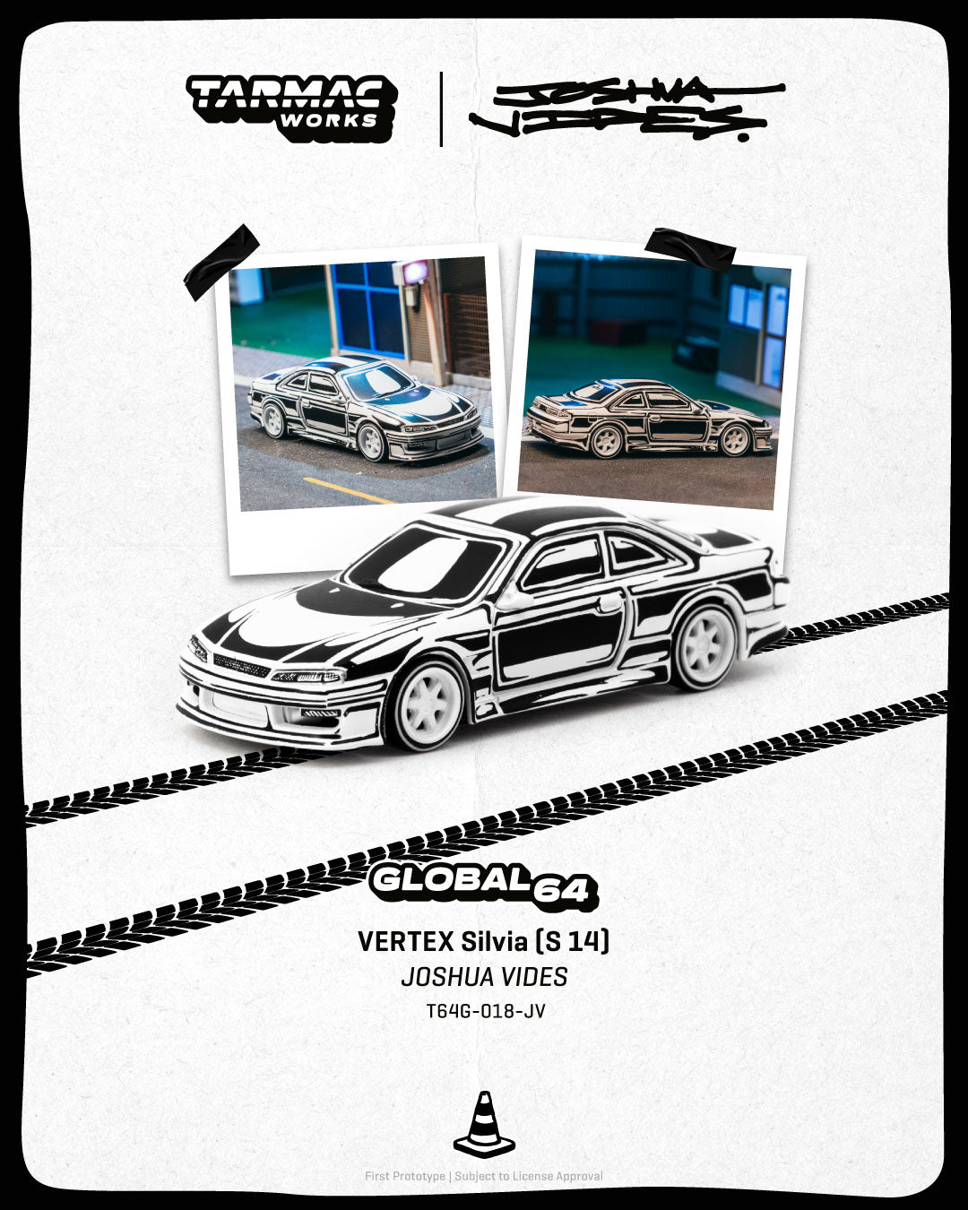 TARMAC WORKS GLOBAL64 1/64 VERTEX Silvia (S 14) - Designed by JOSHUA VIDES T64G-018-JV
