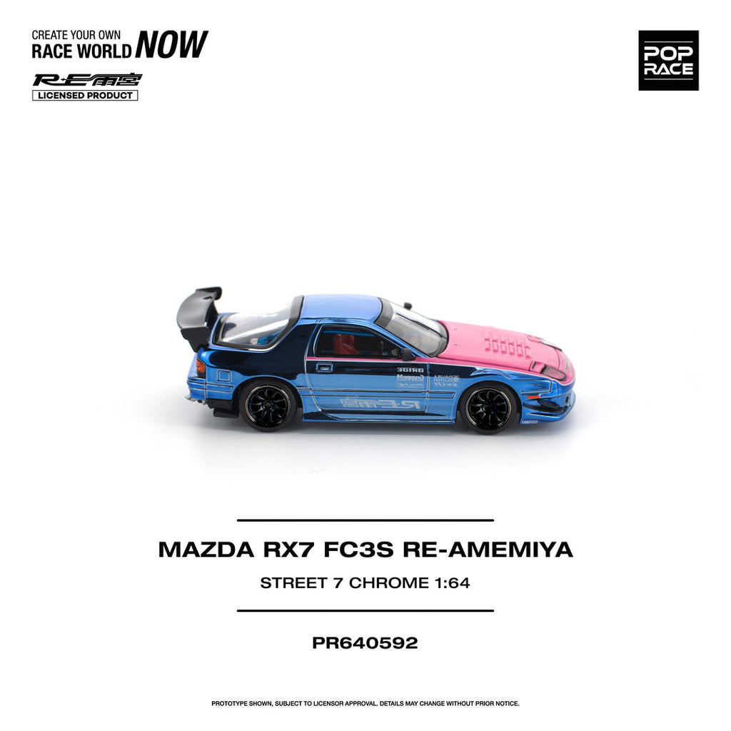 POP RACE 1/64 MAZDA RX7 (FC3S) RE-AMEMIYA STREET 7 CHROME PR640592