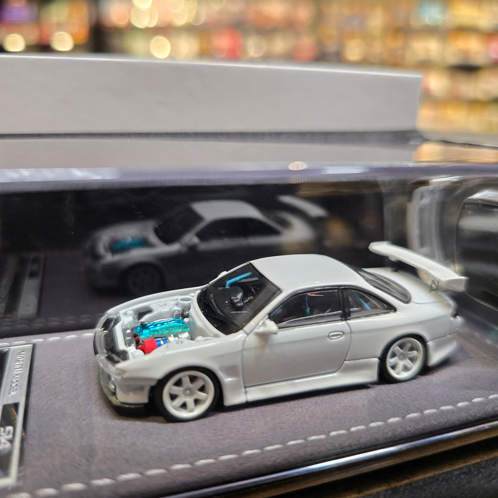 1/64 Mortal Nissan Silvia S14 Kouki (White with Black Hood) Diecast Car Model