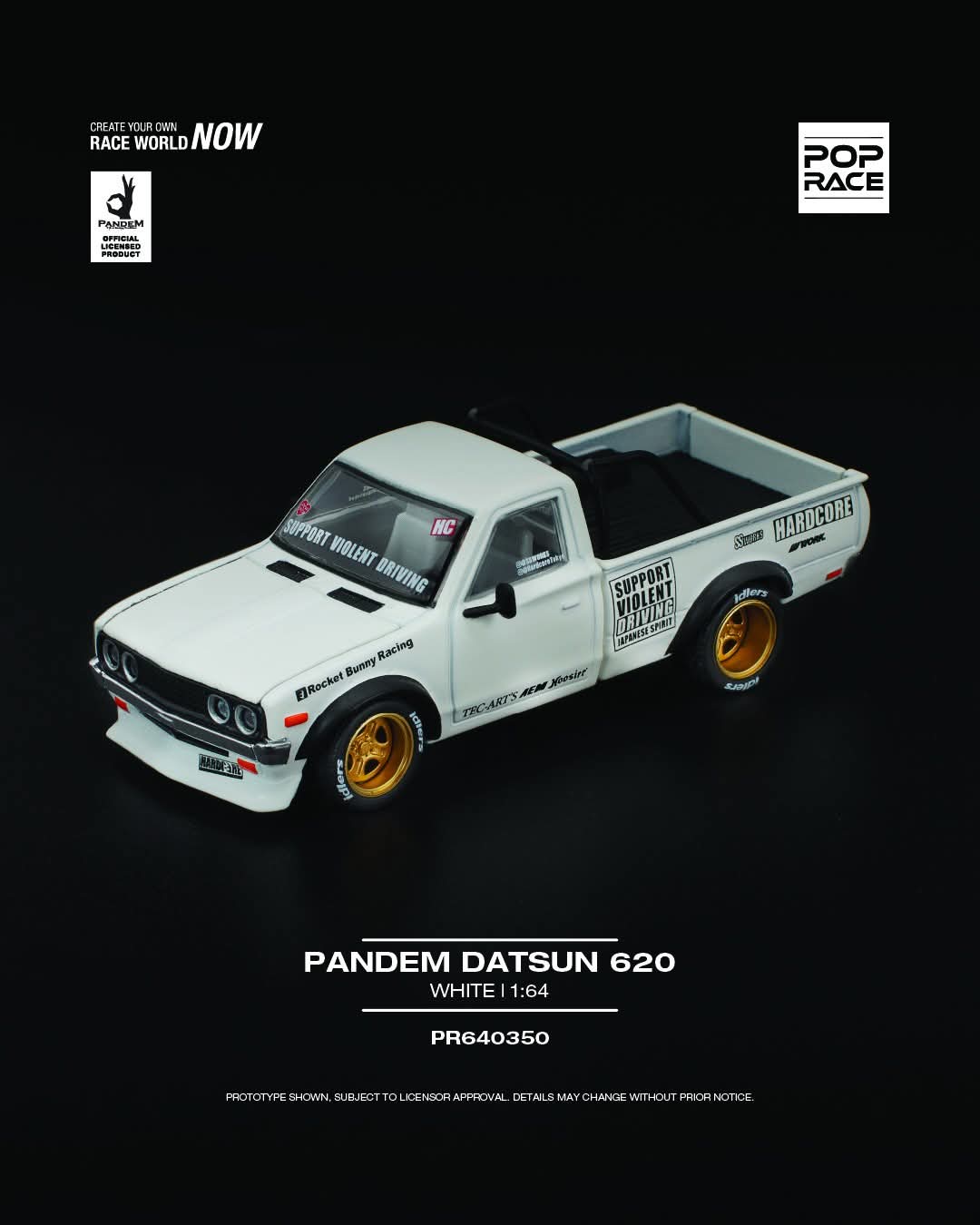 POP RACE 1/64 PANDEM DATSUN 620 WHITE PR640350