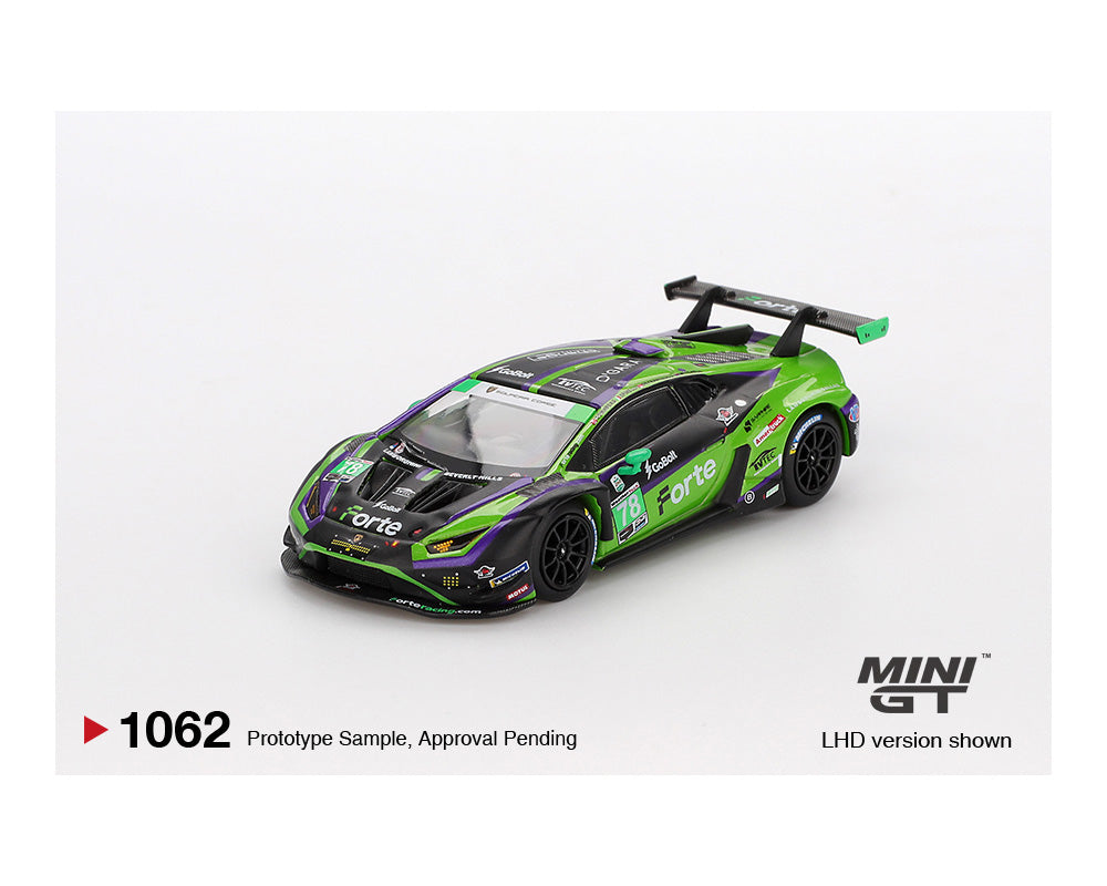 Mini GT 1:64 Lamborghini Huracán GT3 EVO2 #78 Forte Racing 2024 IMSA Daytona 24 Hrs