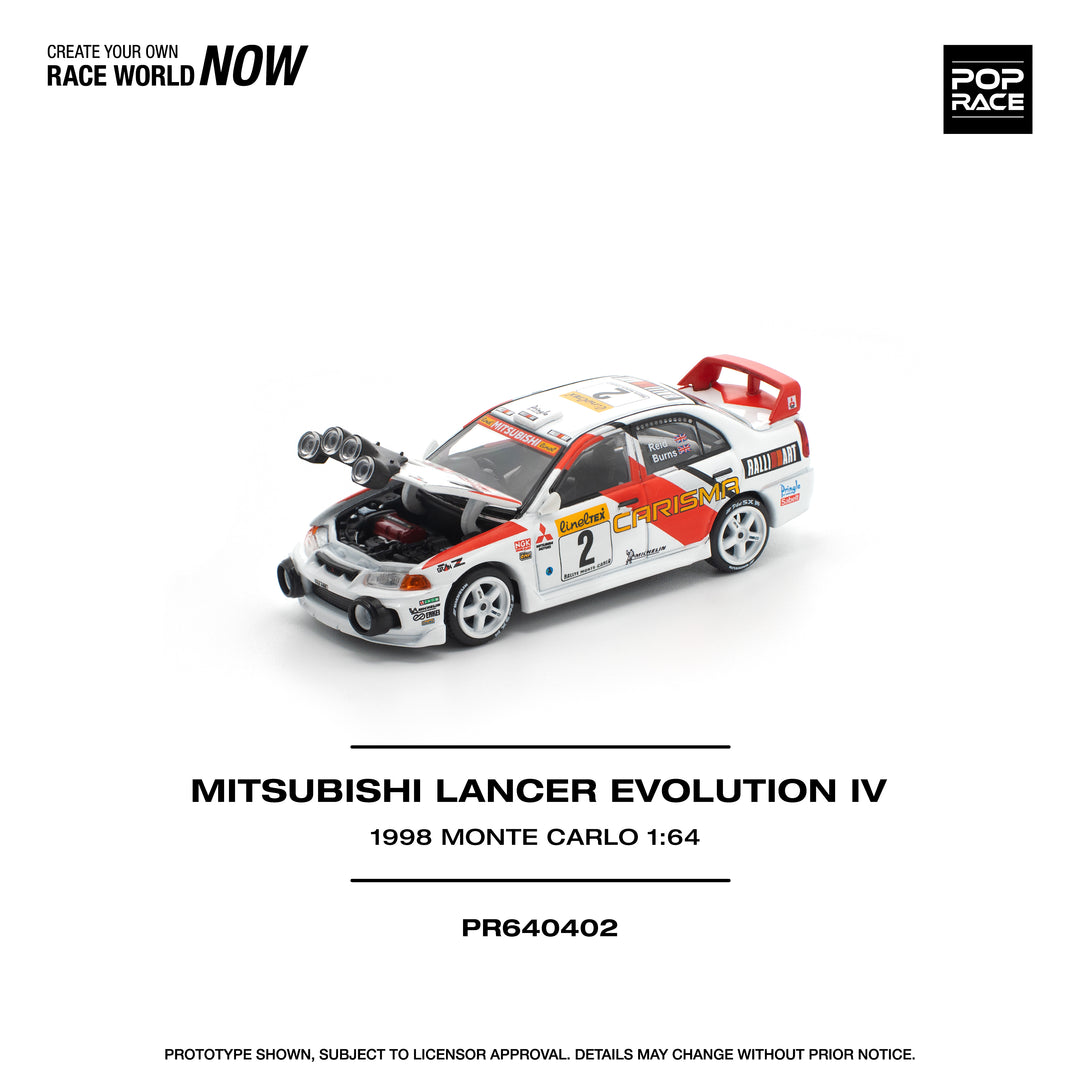 POP RACE 1:64 Mitsubishi Lancer Evolution IV - 1998 Monte Carlo Rally PR640402