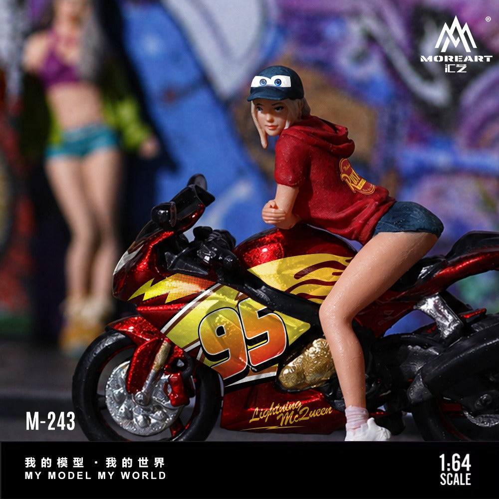 MoreArt 1:64 McQueen Suzuki Motorcycle Trendy Woman Figure Set Resin Model