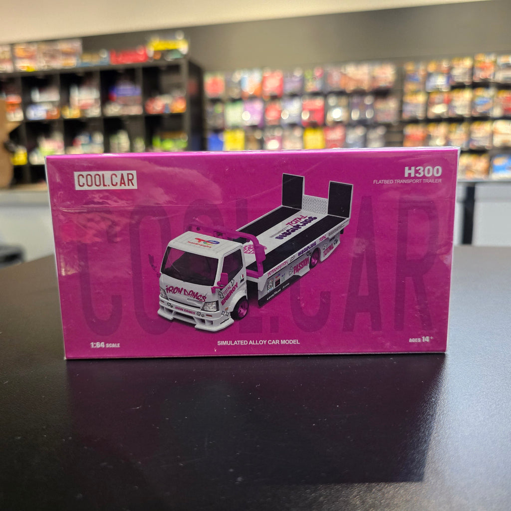 Coolcar 1:64 H300 Car Transport Hauler Pink and White Iron Dames