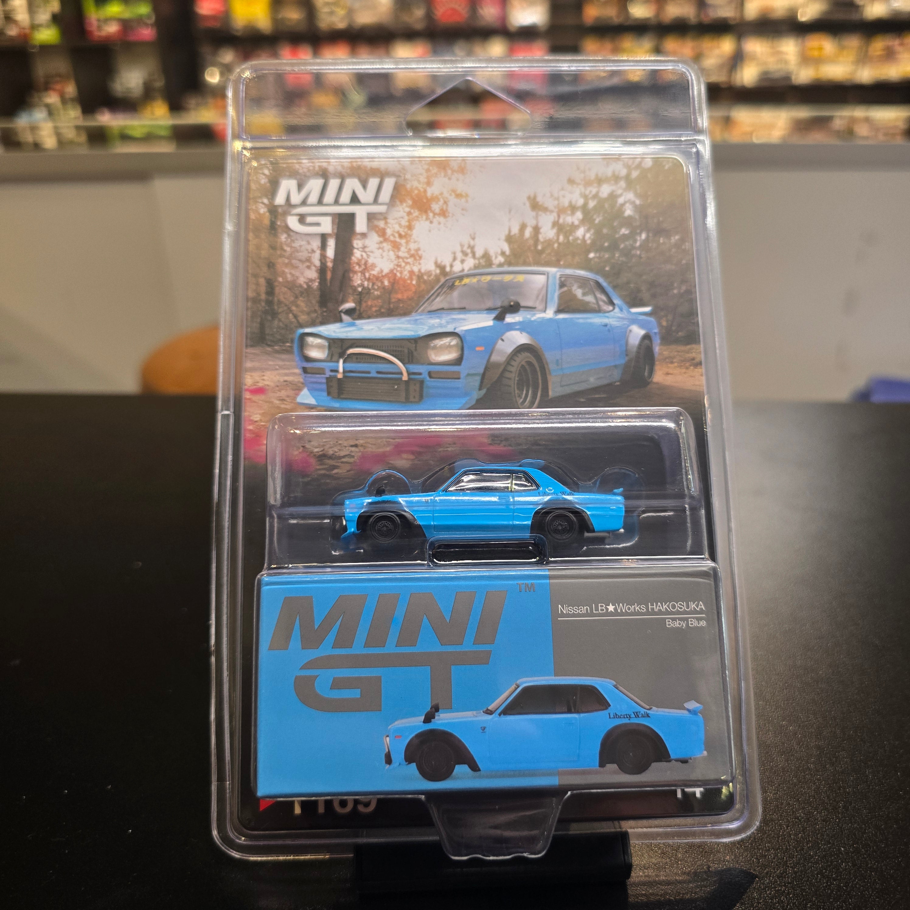 Mini GT 1:64 Nissan LB★Works HAKOSUKA – Baby Blue 1196