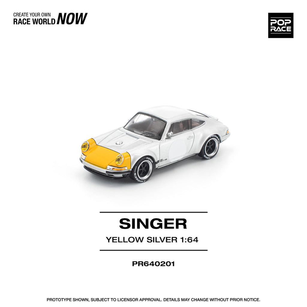 POP RACE 1/64 SINGER 911 SCCS HOMAGE YELLOW/SILVER PR640201