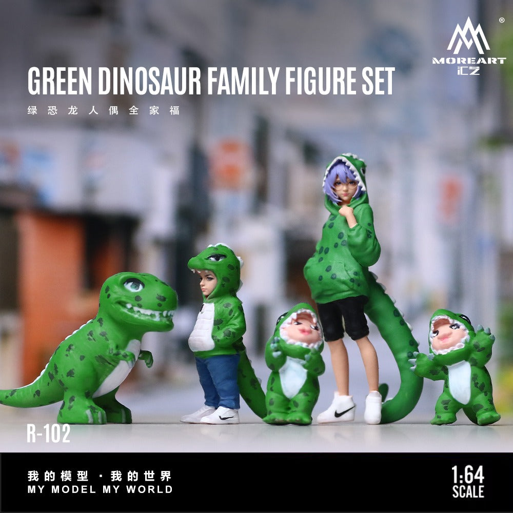 Moreart 1:64 Green Dinosaur Rexy Figure Family Set