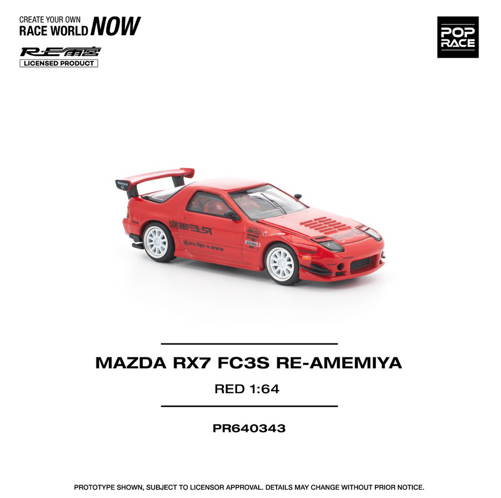POP RACE 1:64 MAZDA RX7 FC3S RE-AMEMIYA RED PR640343