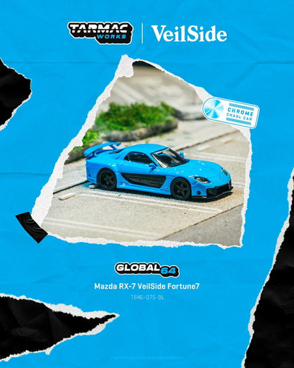 TARMAC WORKS GLOBAL64 1/64 Mazda RX-7 VeilSide Fortune7 Blue T64G-075-BL
