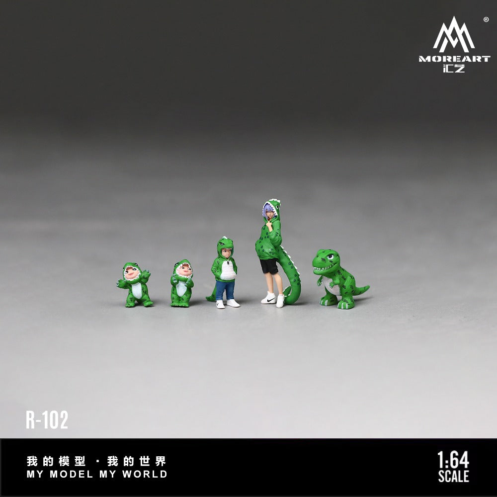 Moreart 1:64 Green Dinosaur Rexy Figure Family Set