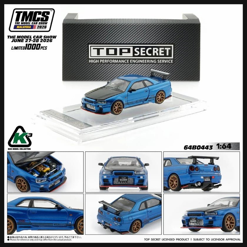 BM Creations Top Secret Nissan R34 TMCS Toy Model Car Show Exclusive 2026 1:64