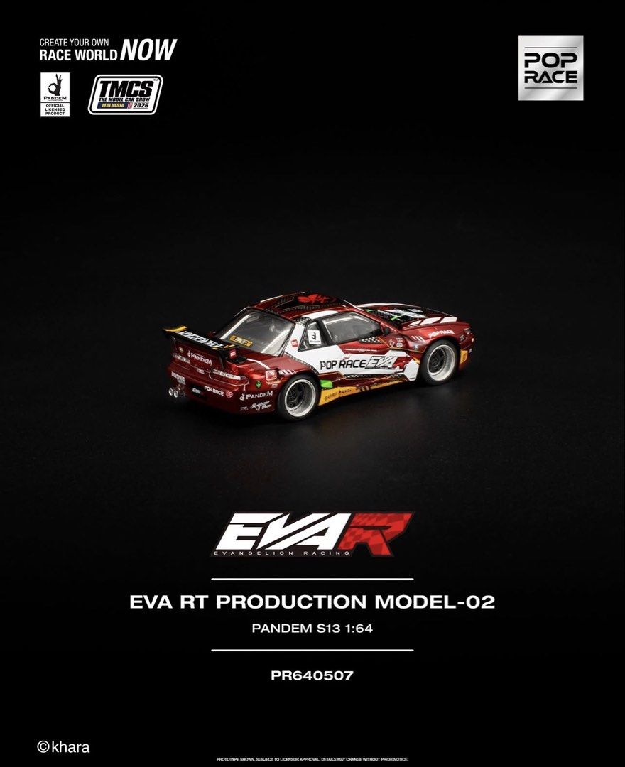POP RACE 1/64 EVA RT PRODUCTION MODEL-02 PANDEM S13 TMCS Malaysia 2026 Special Edition PR640507