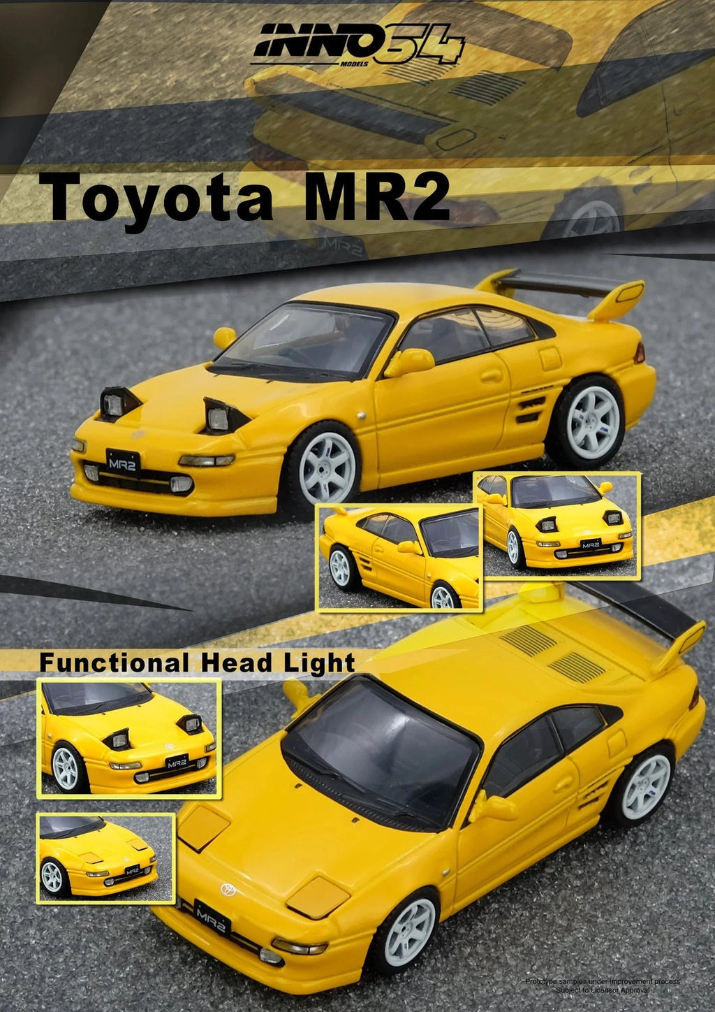 INNO64 1/64 Toyota MR2 (SW20) Yellow IN64-MR2-YL