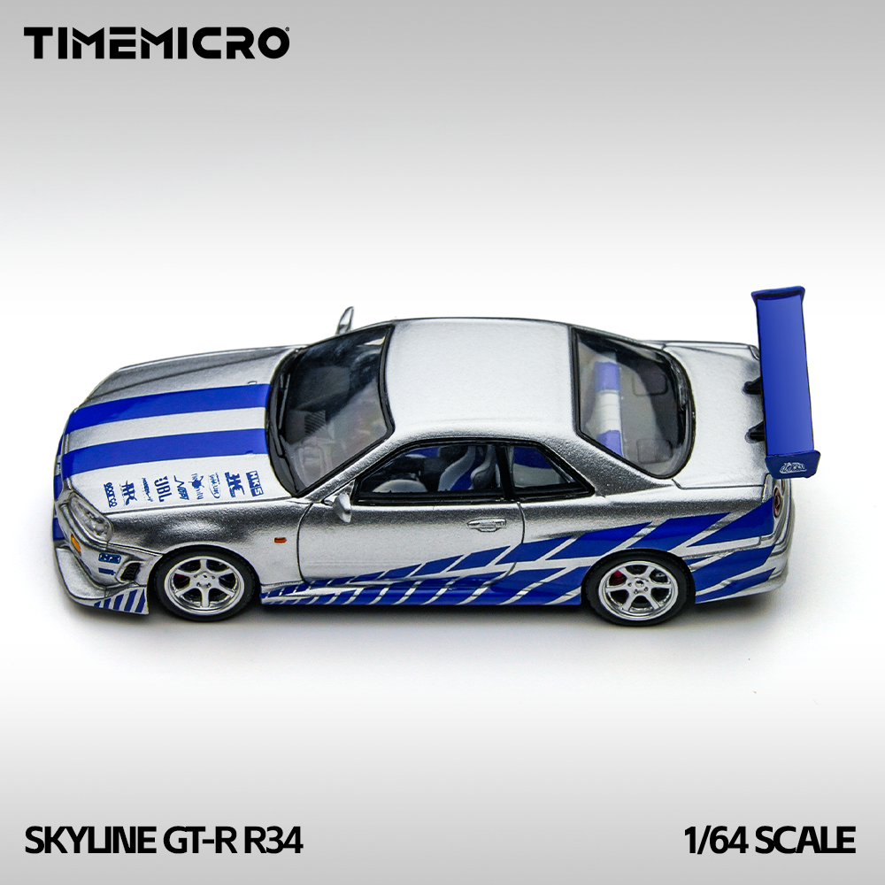 Time Micro 1:64 Skyline GT-R R34 Silver Blue - Fast & Furious
