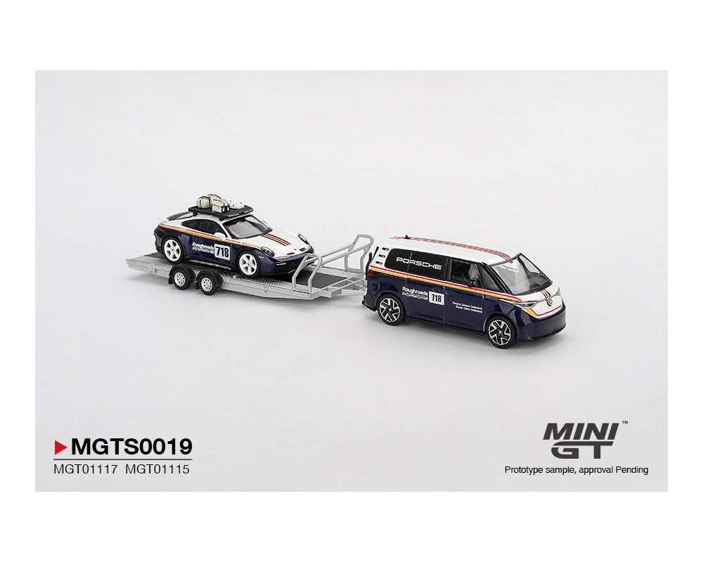 Mini GT 1:64 Porsche 911 Dakar #718 / Volkswagen ID. Buzz Porsche Centrum Gelderland Roughroads Set