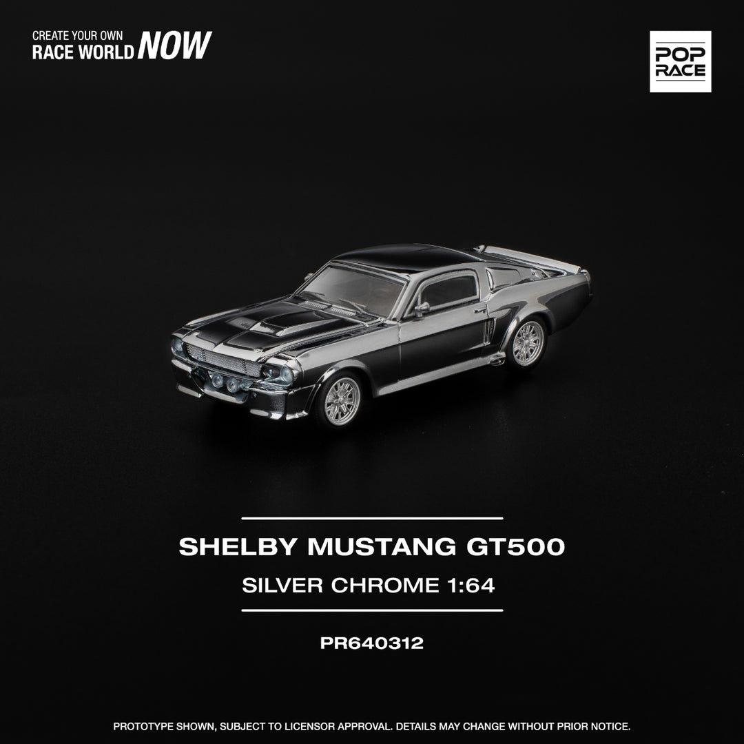 POP RACE 1/64 SHELBY MUSTANG GT500 - SILVER CHROME PR640312