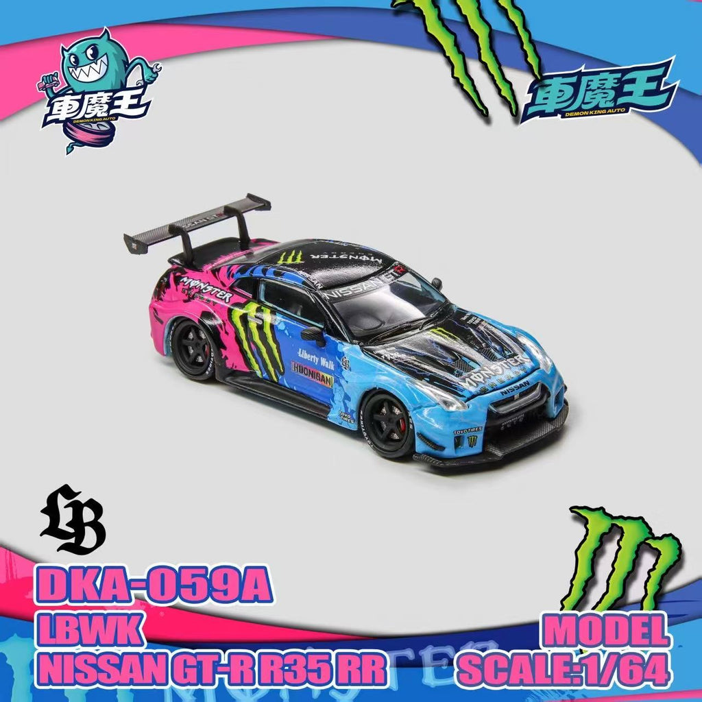 Demon King Auto 1/64 GT-R R35 LBWK Wide Body Monster Energy (Restock)