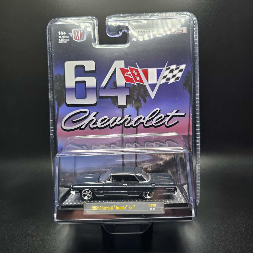M2 Machines 1:64 1964 Chevrolet Impala Hard Top – Daytona Blue Metallic – Hobby Exclusive