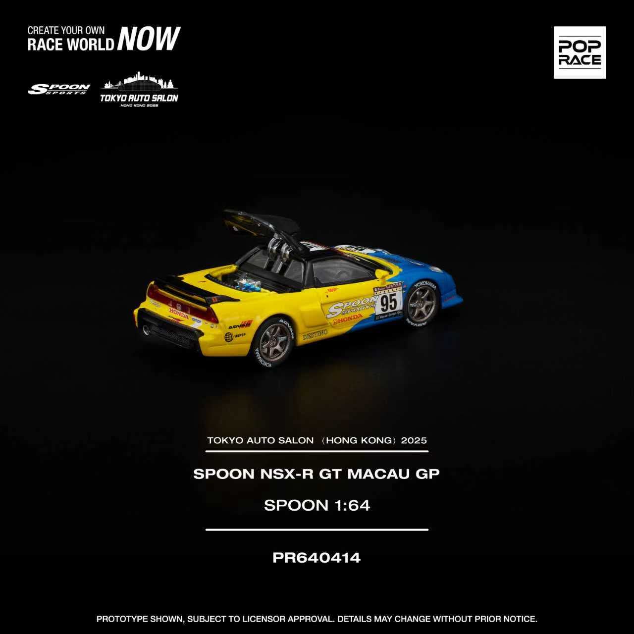 POP RACE 1/64 SPOON NSX-R GT MACAU GP TASHK 2025 Exclusive Model PR640414