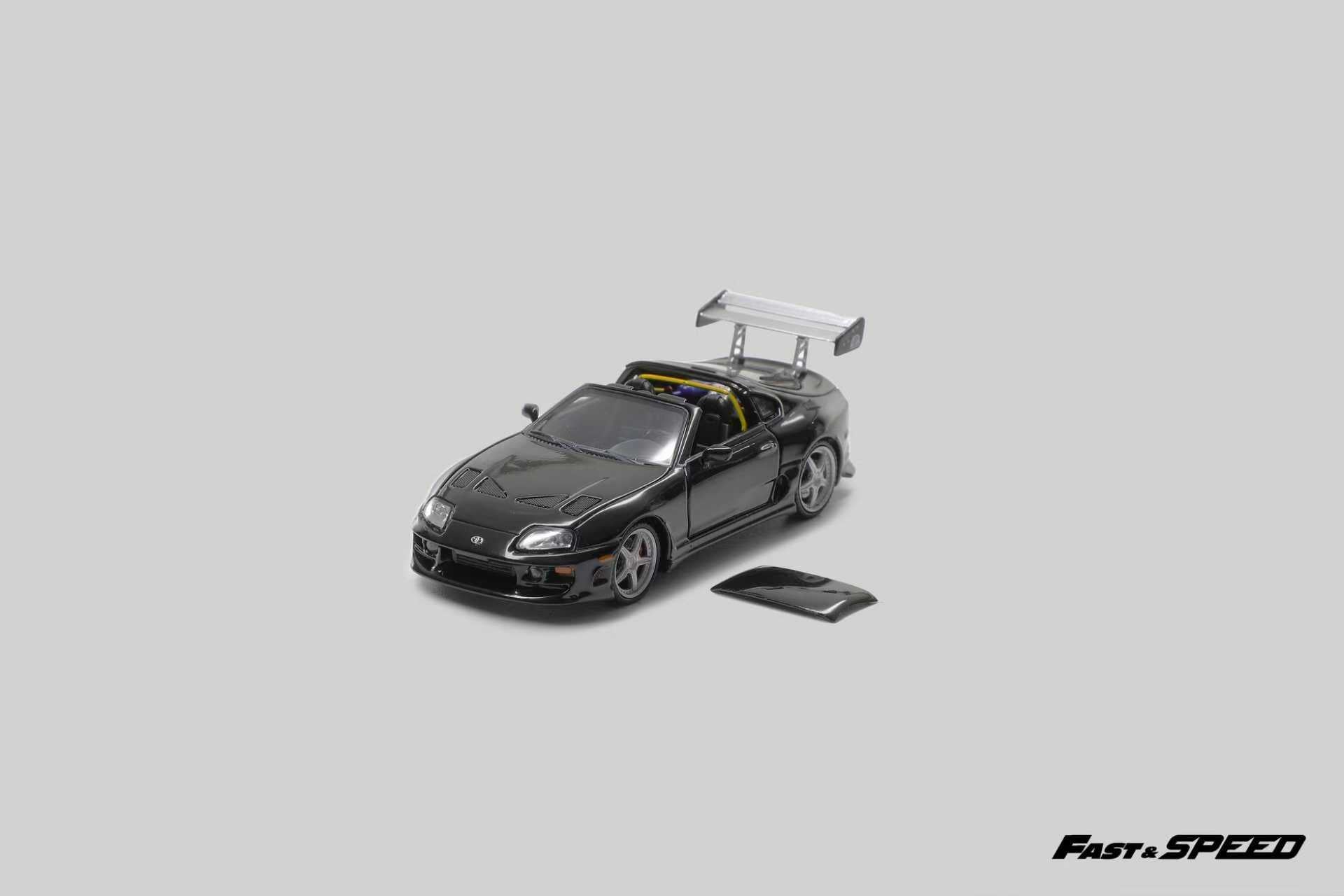 Fast Speed 1/64 Supra MK4 Targa Roadster Diecast Model Black
