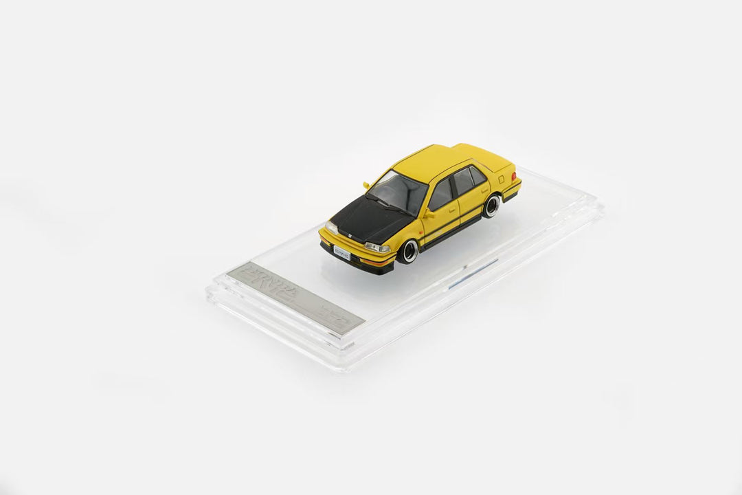 BM Creations 1/64 HONDA CIVIC EF2 1991 - Custom Yellow with Black Bonnet LHD 64B0470