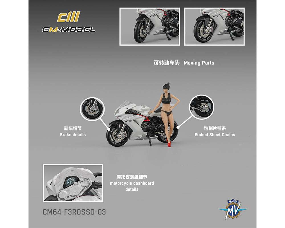 CM MODEL 1/64 MV Agusta F3 Rosso White with show girl CM64-F3Rosso-03