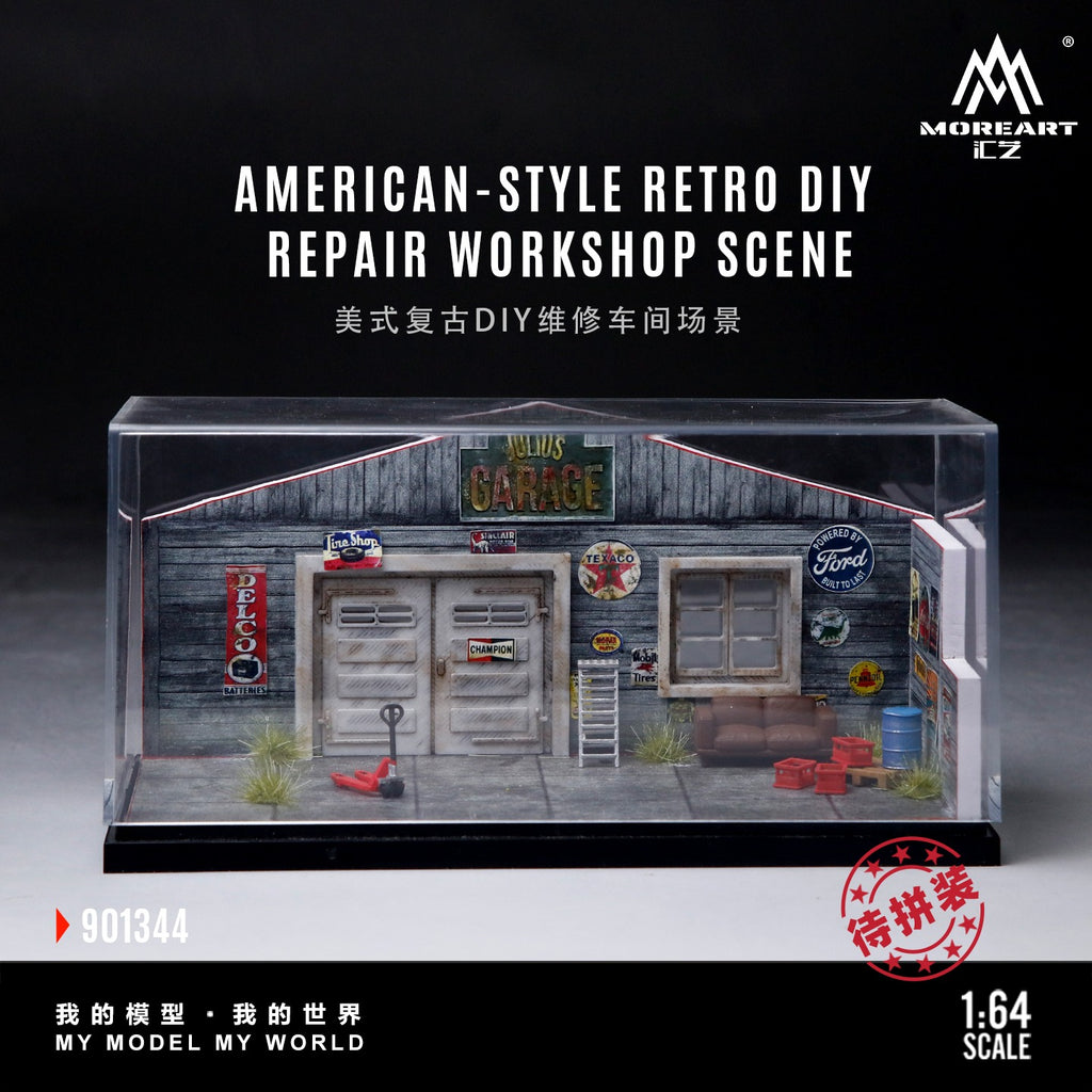 MoreArt 1:64 American Retro DIY Repair Workshop Scene Series Model