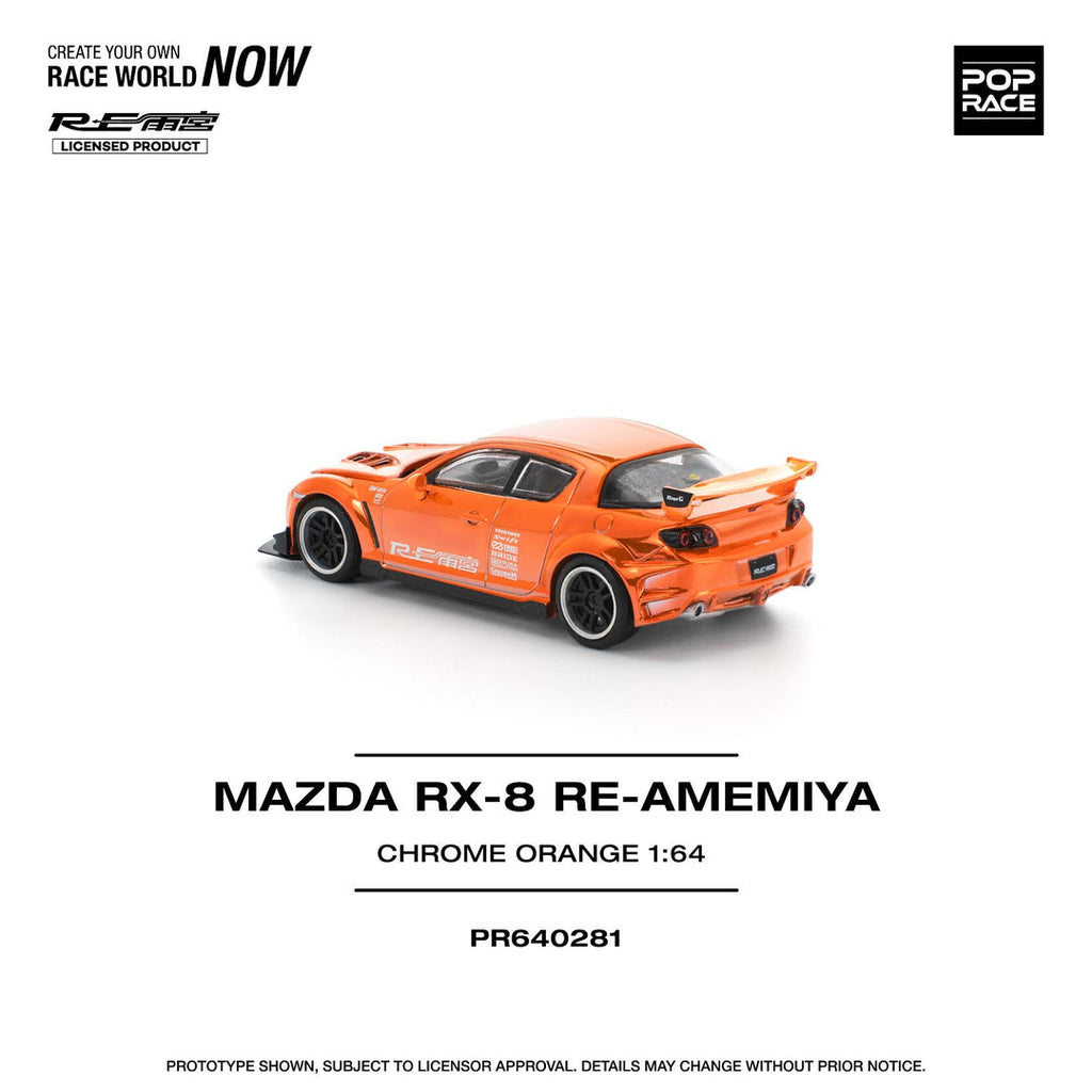 POP RACE 1/64 MAZDA RX-8 RE-AMEMIYA CHROME ORANGE PR640281