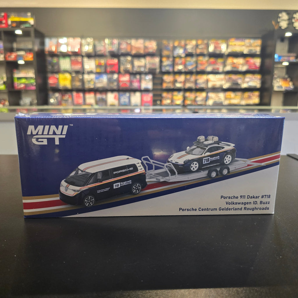 Mini GT 1:64 Porsche 911 Dakar #718 / Volkswagen ID. Buzz Porsche Centrum Gelderland Roughroads Set