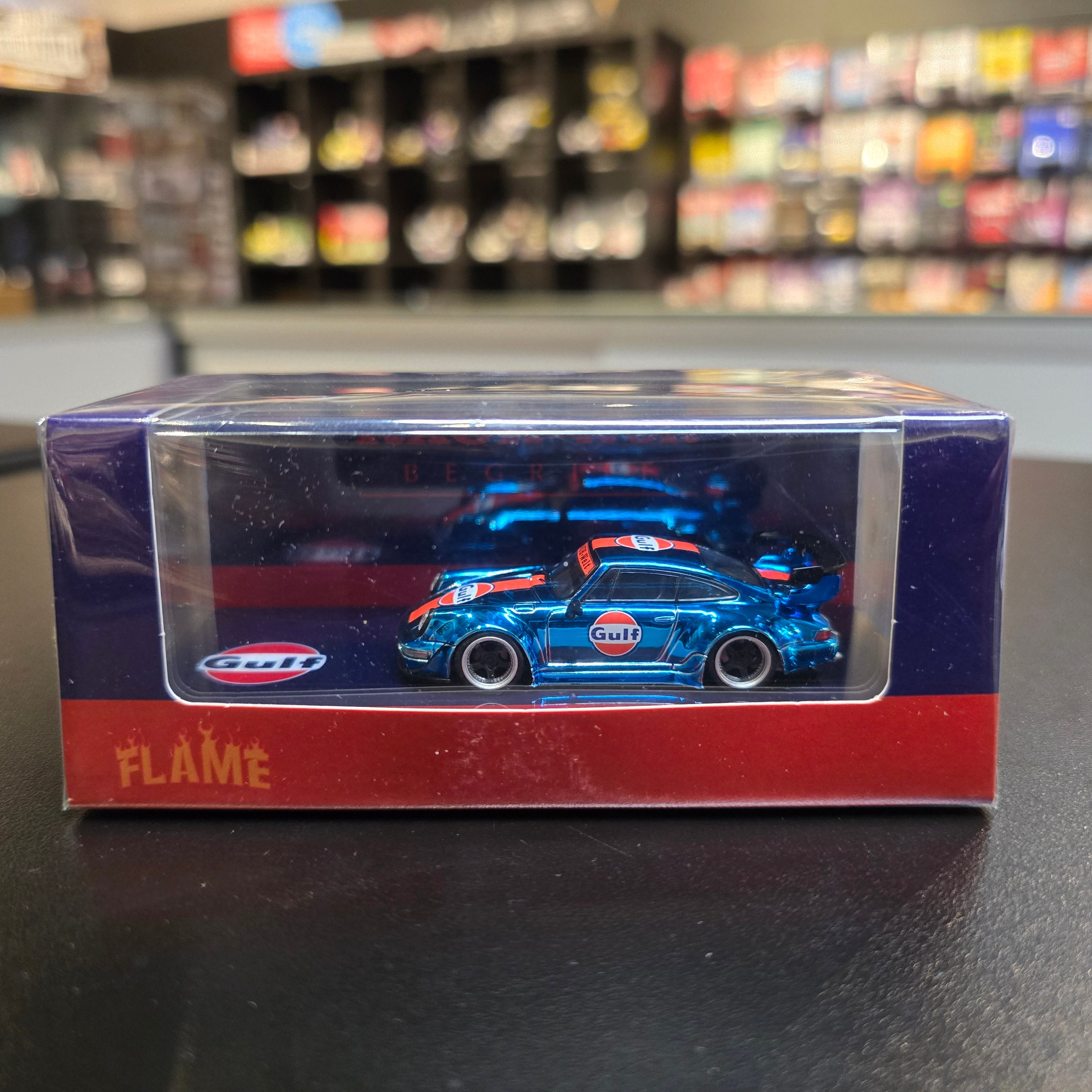 Flame 1:64 Porsche RWB 964 Diecast Model Gulf